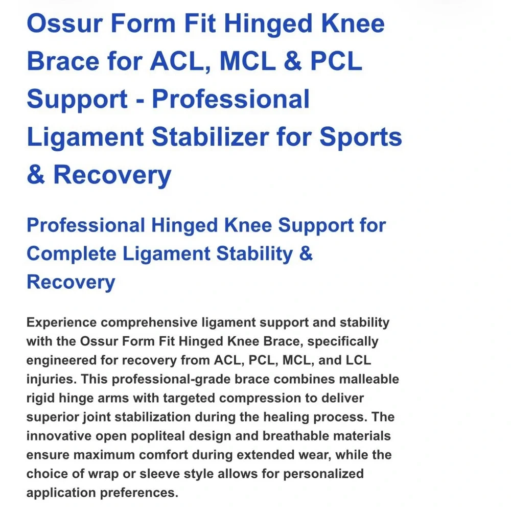 Ossur Form Fit Knee Hinged Brace WRAP Short‎ Size 2X 503259 New *READ